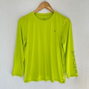 SPYDER Boy's Size XL Surf Sand Sun Long Sleeve Swim Rash Guard Tee Neon Green